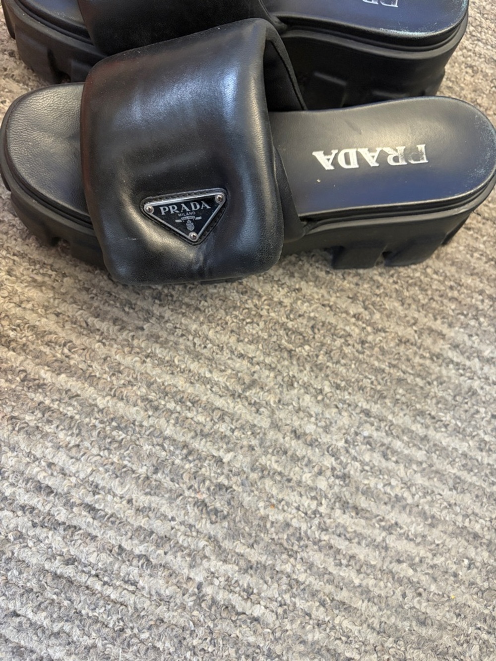 PRADA Padded Napa Leather Platform Slides - Picture 4 of 8